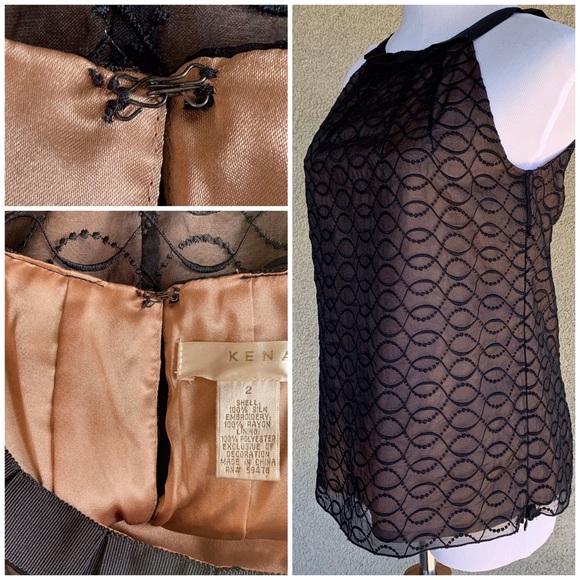 🔥5/$20🔥 “Kenar” Black Silk Lace Overlay Nude Lining Top - Picture 4 of 8